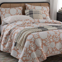 Feliciana Chrysanthemum Reversible Quilted Sham - Clay, Standard,Clay