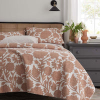 Feliciana Chrysanthemum Reversible Quilted Sham - Clay, Standard,Clay