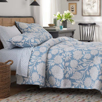Feliciana Chrysanthemum Reversible Quilt - Blue, Twin/Twin XL,Blue