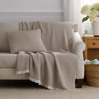 Cadence Solid Decorative Square Pillow Cover - Taupe, 20 in. x 20 in.,Taupe