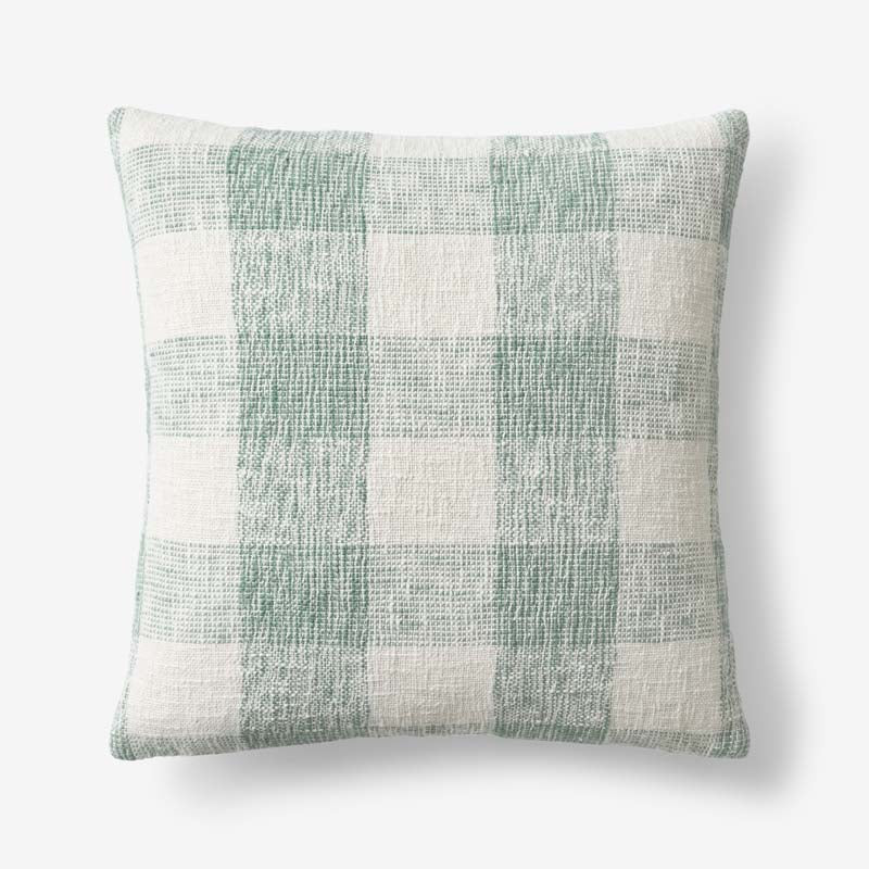 Textured Check Decorative Square Pillow Cover - Green, 20 in. x 20 in.,Green