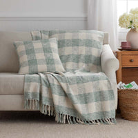 Textured Check Decorative Square Pillow Cover - Green, 20 in. x 20 in.,Green