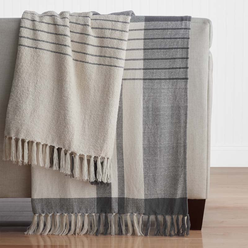Textured Boucle Throw - Charcoal Gray,Charcoal Gray