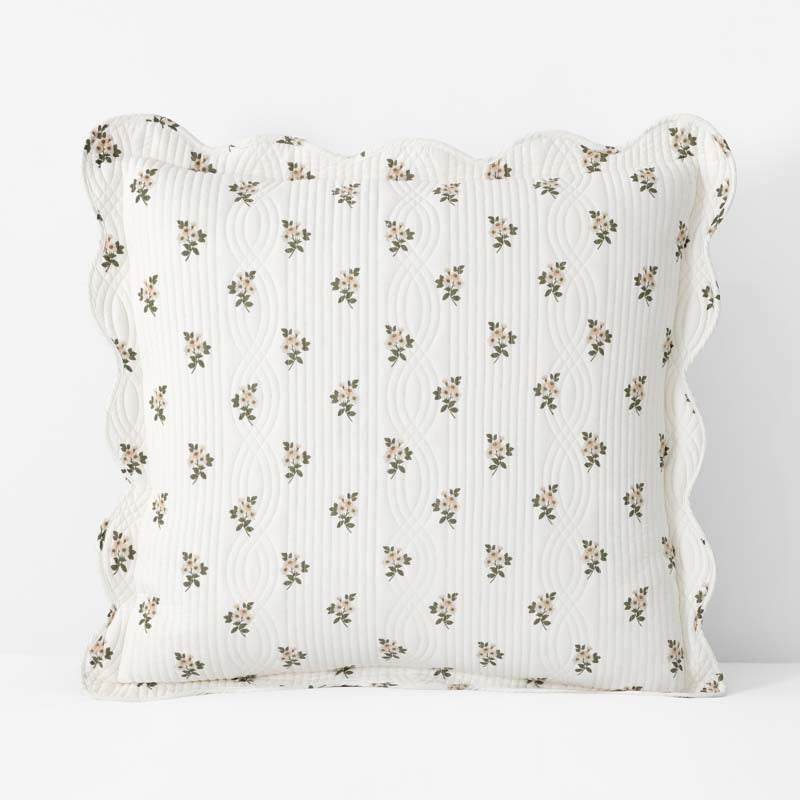 Flower Delight Reversible Quilted Sham - Ivory, Euro,Ivory