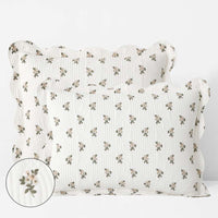 Flower Delight Reversible Quilted Sham - Ivory, Standard,Ivory