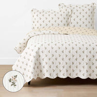 Flower Delight Reversible Quilt - Ivory, Twin/Twin XL,Ivory