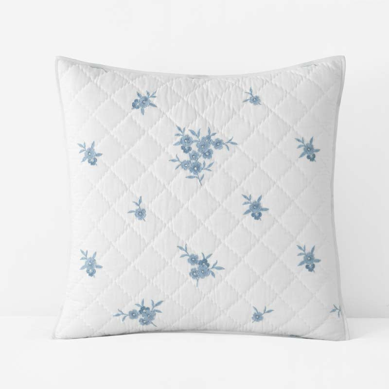Brinda Floral Quilted Sham - White, Euro,White