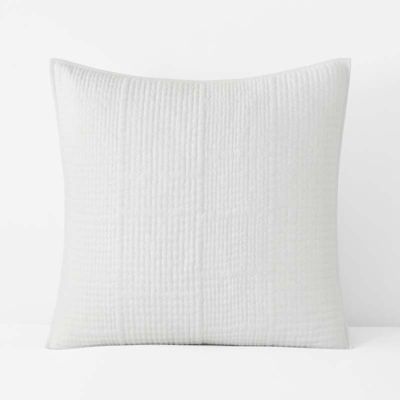 Texture Block Quilted Sham - White, Euro,White