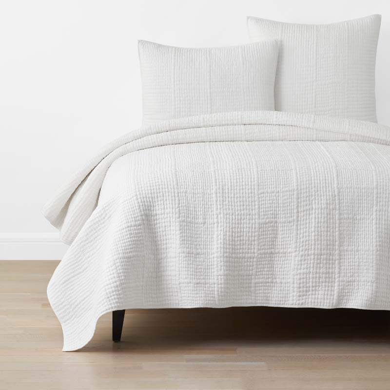Texture Block Quilt - White, Full/Queen,White