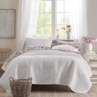 Texture Block Quilt - White, Full/Queen,White