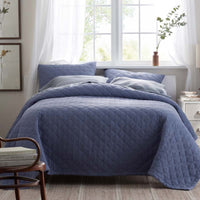 Waffle Quilted Sham - Denim Blue, Standard,Denim Blue