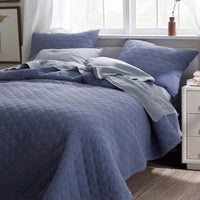 Waffle Quilted Sham - Denim Blue, Standard,Denim Blue