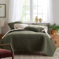 Waffle Quilted Sham - Olive, Standard,Olive