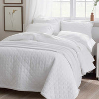 Waffle Quilted Sham - White, Standard,White