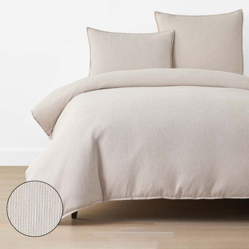 Mini Waffle Duvet Cover - Buff, Twin/Twin XL,Buff