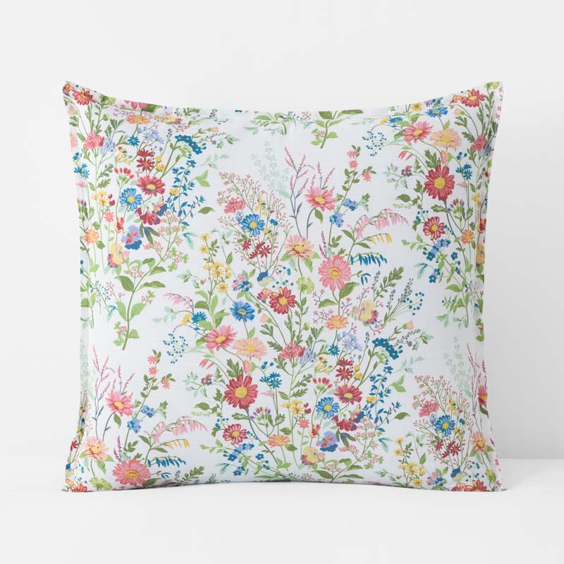 Springtime Bouquets Sham - White, Euro,White