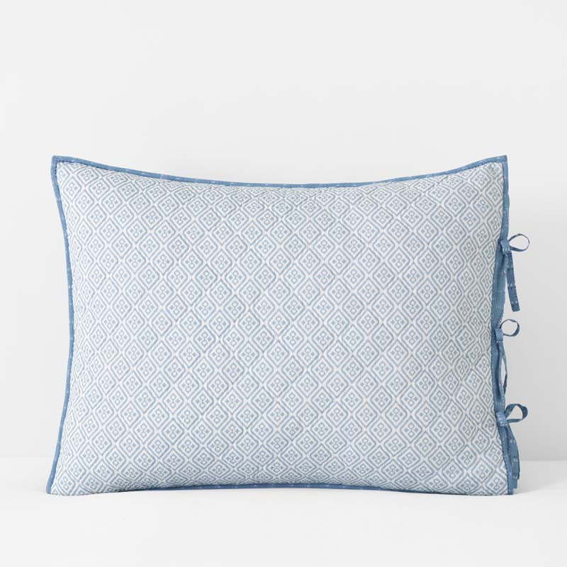 Tira Geo Reversible Quilted Sham - Blue, Standard,Blue
