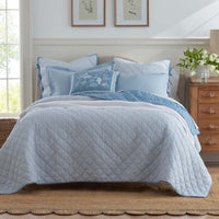 Tira Geo Reversible Quilted Sham - Blue, Standard,Blue