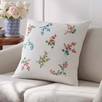 Amelia Embroidered Decorative Square Pillow Cover - Ivory,Ivory