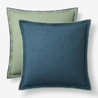 Multicolored with Flange Reversible Decorative Square Pillow Cover - Blue/Green, 20 in. x 20 in.,Blue/Green