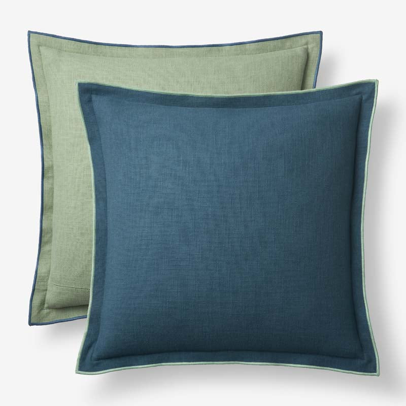Multicolored with Flange Reversible Decorative Square Pillow Cover - Blue/Green, 20 in. x 20 in.,Blue/Green