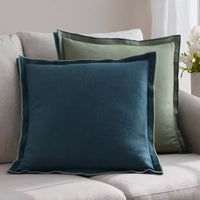 Multicolored with Flange Reversible Decorative Square Pillow Cover - Blue/Green, 20 in. x 20 in.,Blue/Green