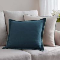 Multicolored with Flange Reversible Decorative Square Pillow Cover - Blue/Green, 20 in. x 20 in.,Blue/Green