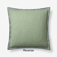 Multicolored with Flange Reversible Decorative Square Pillow Cover - Blue/Green, 20 in. x 20 in.,Blue/Green