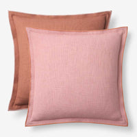 Multicolored with Flange Reversible Decorative Square Pillow Cover - Pink/Clay, 20 in. x 20 in.,Pink/Clay