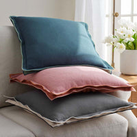 Multicolored with Flange Reversible Decorative Square Pillow Cover - Pink/Clay, 20 in. x 20 in.,Pink/Clay