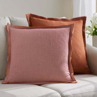 Multicolored with Flange Reversible Decorative Square Pillow Cover - Pink/Clay, 20 in. x 20 in.,Pink/Clay