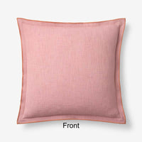 Multicolored with Flange Reversible Decorative Square Pillow Cover - Pink/Clay, 20 in. x 20 in.,Pink/Clay