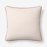 Multicolored with Contrast Piping Decorative Square Pillow Cover - Coral, 20 in. x 20 in.,Coral