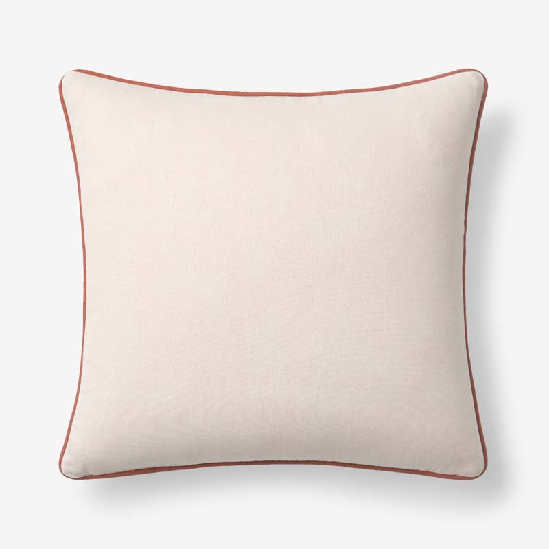 Multicolored with Contrast Piping Decorative Square Pillow Cover - Coral, 20 in. x 20 in.,Coral