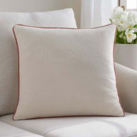 Multicolored with Contrast Piping Decorative Square Pillow Cover - Coral, 20 in. x 20 in.,Coral
