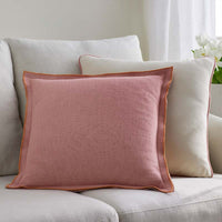 Multicolored with Contrast Piping Decorative Square Pillow Cover - Coral, 20 in. x 20 in.,Coral