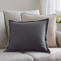 Multicolored with Contrast Piping Decorative Square Pillow Cover - Gray, 20 in. x 20 in.,Gray