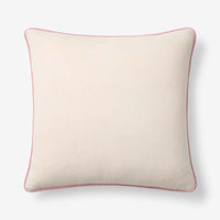 Multicolored with Contrast Piping Decorative Square Pillow Cover - Pink, 20 in. x 20 in.,Pink