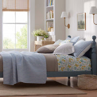 Yarn-Dyed Bengal Stripe Quilted Sham - Blue, Standard,Blue