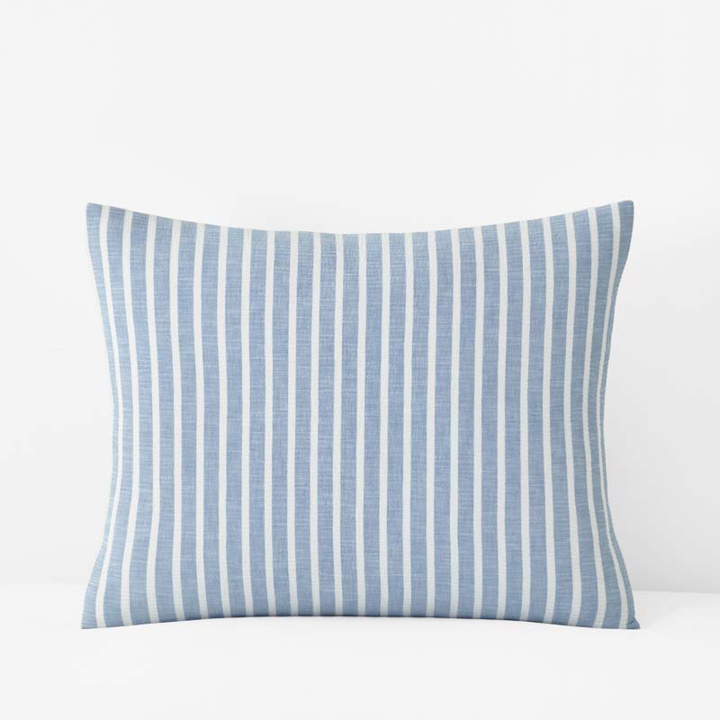 Yarn-Dyed Bengal Stripe Quilted Sham - Blue, Standard,Blue