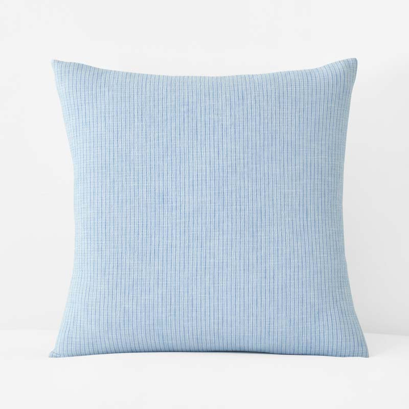Yarn-Dyed Pencil Stripe Quilted Sham - Blue, Euro,Blue