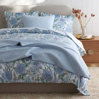 Yarn-Dyed Pencil Stripe Quilted Sham - Blue, Standard,Blue