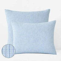 Yarn-Dyed Pencil Stripe Quilted Sham - Blue, Standard,Blue
