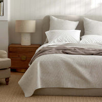 Yarn-Dyed Pencil Stripe Quilted Sham - Taupe, Standard,Taupe
