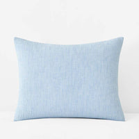 Yarn-Dyed Pencil Stripe Quilted Sham - Blue, Standard,Blue