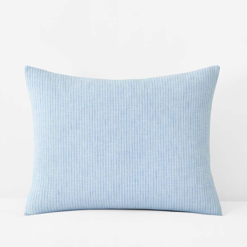 Yarn-Dyed Pencil Stripe Quilted Sham - Blue, Standard,Blue