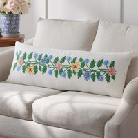 Helena Embroidered Decorative Lumbar Pillow Cover - Ivory,Ivory