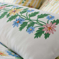 Helena Embroidered Decorative Lumbar Pillow Cover - Ivory,Ivory
