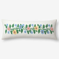 Helena Embroidered Decorative Lumbar Pillow Cover - Ivory,Ivory