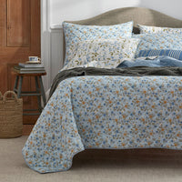 Garden Mist Reversible Quilted Sham - Blue Multi, Standard,Blue Multi